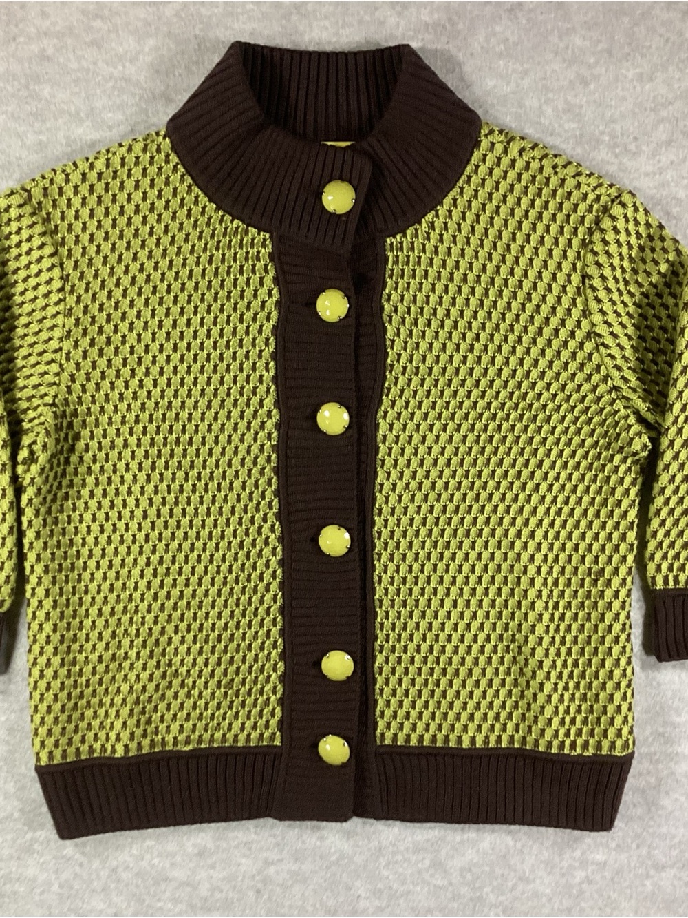 SoCa St. John ochre brown cardigan in green and brown